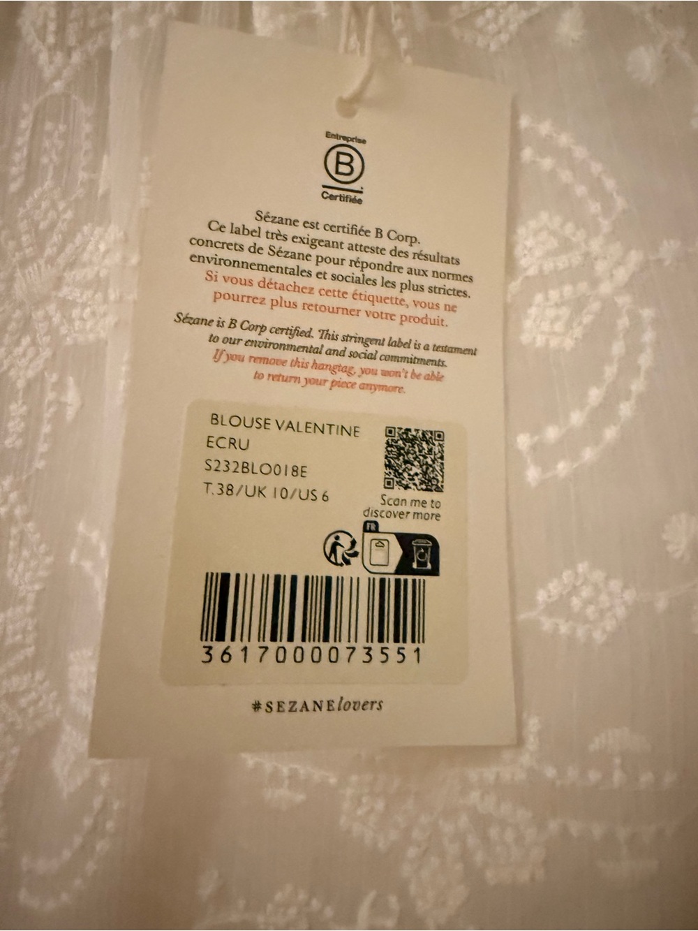 NWT - Sezane Valentine blouse - size 38 or US 6 - Picture 8 of 13